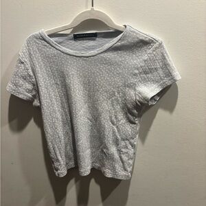 Women's Light Blue White Floral Print Top